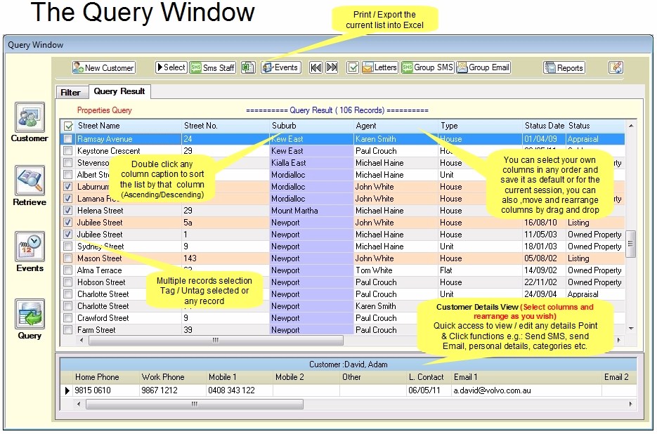 query window